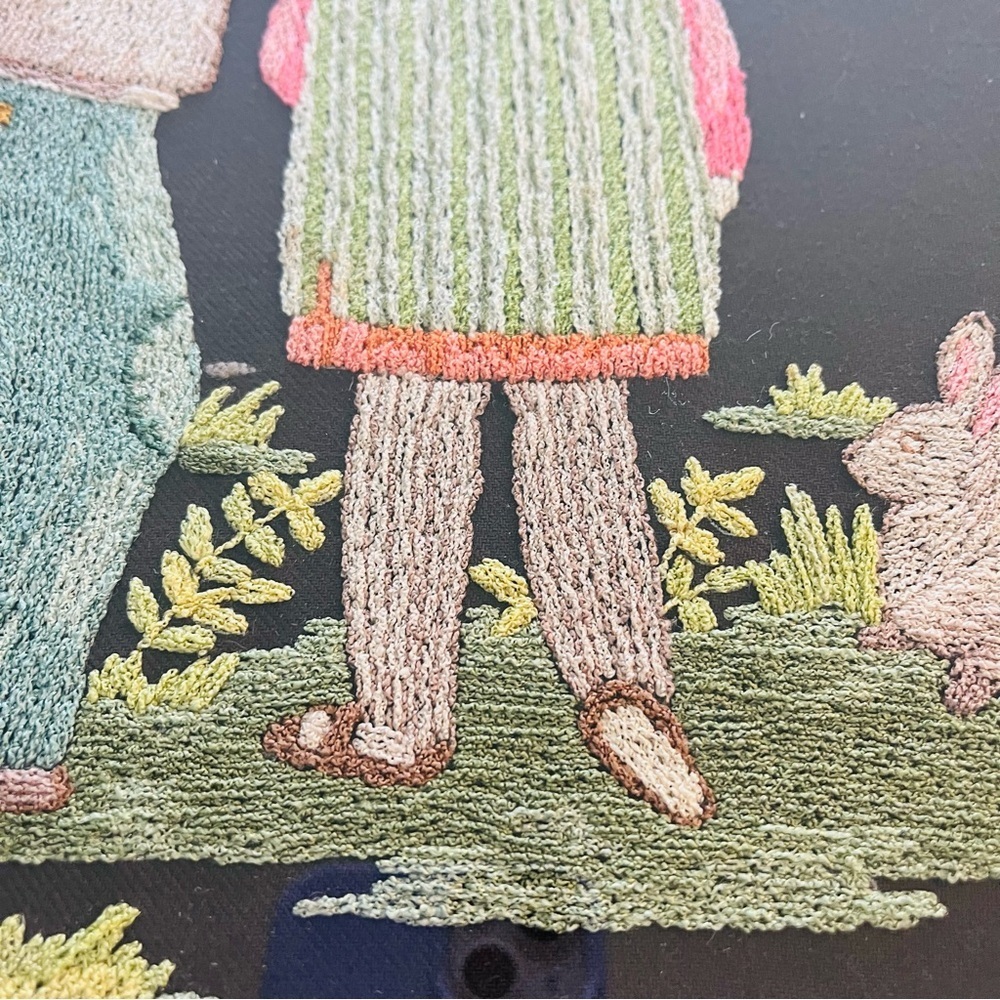 Framed Vintage Embroidery 1976- Little Boy and Girl 15” X 19” - Picture 6 of 16